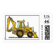 Backhoe Digger Loader Construction Stamps
