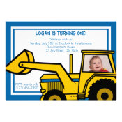 Backhoe Fun/ Photo Personalized Invitation