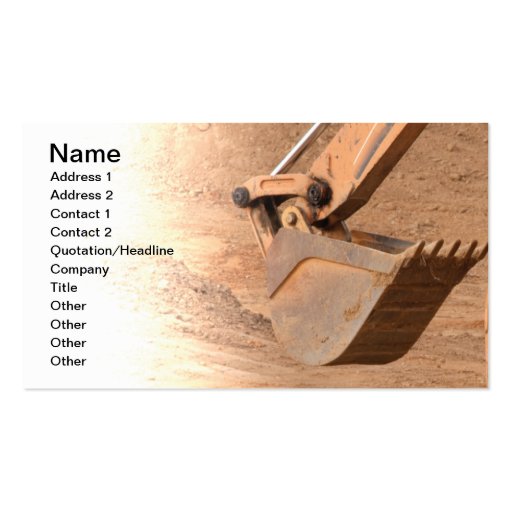 backhoe part of construction equipment business card template
