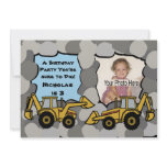 Backhoe Quary Birthday Photo Custom Invite