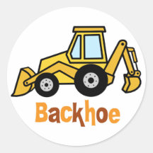 Backhoe Round Sticker