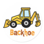 Backhoe Round Sticker