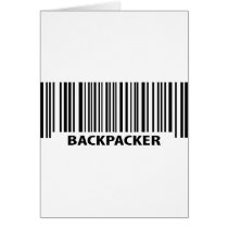 backpacker black bar code barcode greeting card