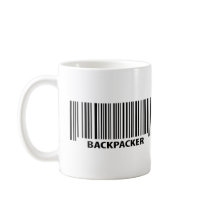 backpacker black bar code barcode mugs