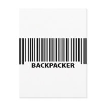 backpacker black bar code barcode postcards