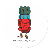 Backpacker Round Sticker