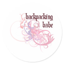 Backpacking Babe Round Stickers