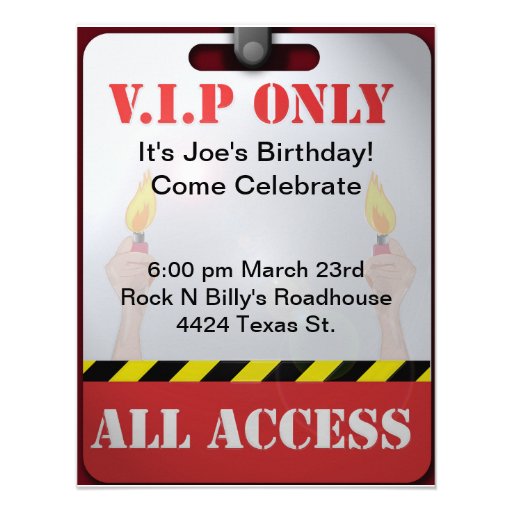 Backstage Pass Party Personalized Invitations