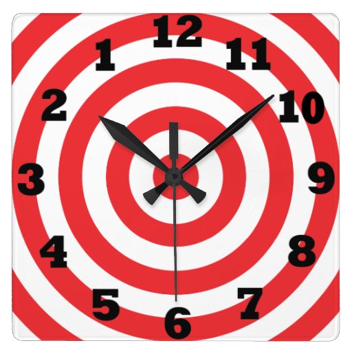 Backwards Bulls eye Square Wallclock