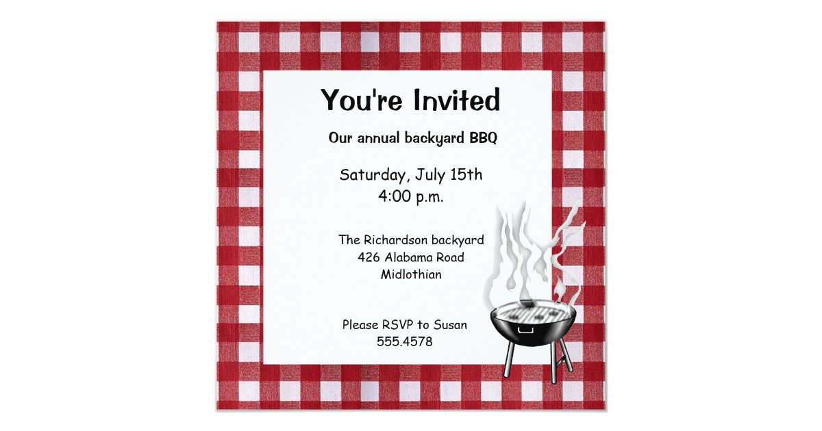 Backyard BBQ Invitation | Zazzle