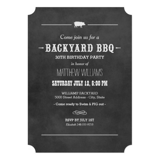 Backyard BBQ Invitation | Black Chalkboard Design