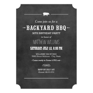 Backyard BBQ Invitation | Black Chalkboard Design 5" X 7" Invitation Card
