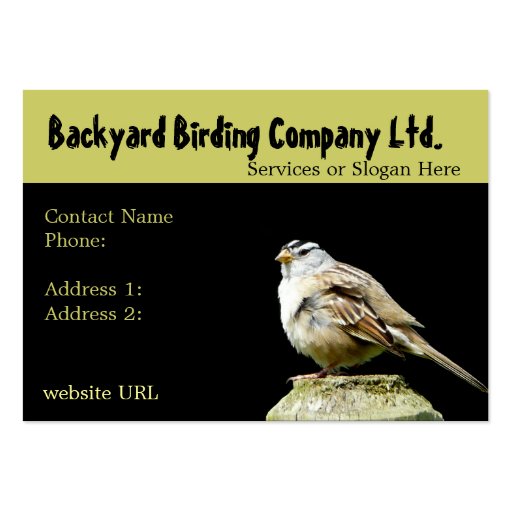 Backyard Birdwatching Supply Business Cards (front side)