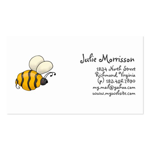 Backyard Buggies · Bumblebee Business Cards (front side)