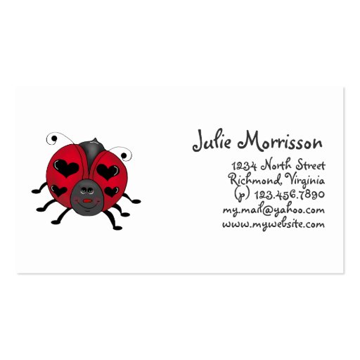 Backyard Buggies · Smiling Ladybug Business Card Templates (front side)