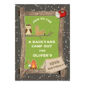 Backyard Camp Out Birthday Party 5x7 Paper Invitation Card
