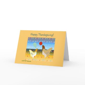 Backyard chickens Happy Thanksgiving card card