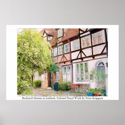 Backyard Houses in Luebeck Poster by petekrip