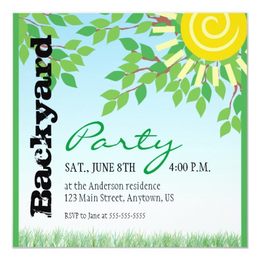 Backyard Party invitation Zazzle