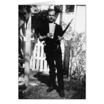 Backyard Photo of Lee Oswald Taken in March 1963. Card