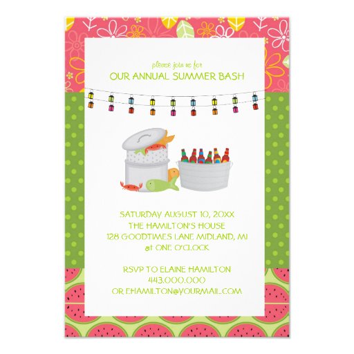 Backyard Summer Seafood Party Invitations