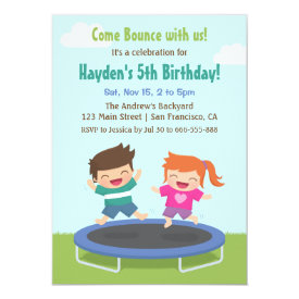 Backyard Trampoline Kids Birthday Party Card