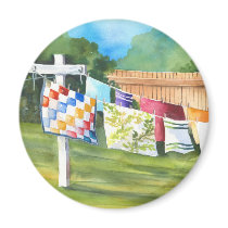 Backyard Washline Sticker Magnets