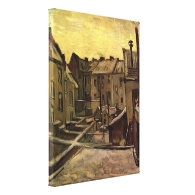 Backyards of Old Houses in Antwerp in the Snow Canvas Print