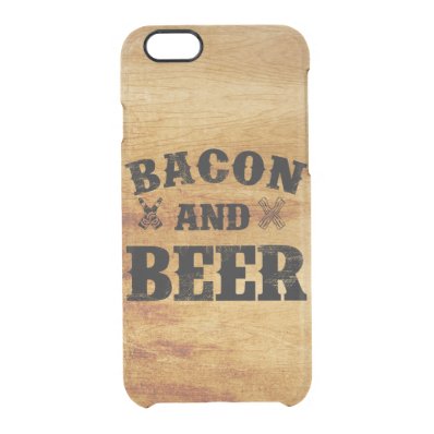 Bacon and beer rustic wood clear iPhone 6/6S case