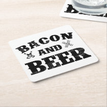 bacon, beer, funny, bbq, fun, cool, men&#39;s, bacon and beer, manly, barbecue, cooking, meat, pork, love beer, pig butts, love bacon, coaster, [[missing key: type_taylorcorp_coaste]] com design gráfico personalizado
