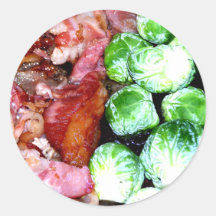 Bacon and Brussels Round Stickers