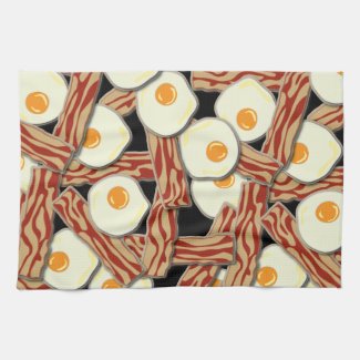 Bacon and Eggs Pattern Hand Towels
