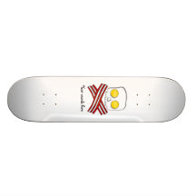Bacon and eggs skull and crossbones skateboard
