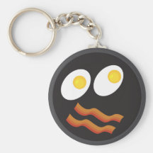 bacon and eggs smiley face key chain