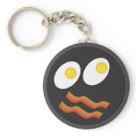 bacon and eggs smiley face key chain