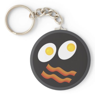bacon and eggs smiley face key chain by littlethings