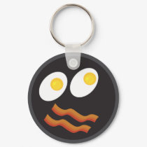 bacon and eggs smiley face keychains