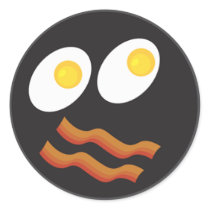 bacon and eggs smiley face round stickers