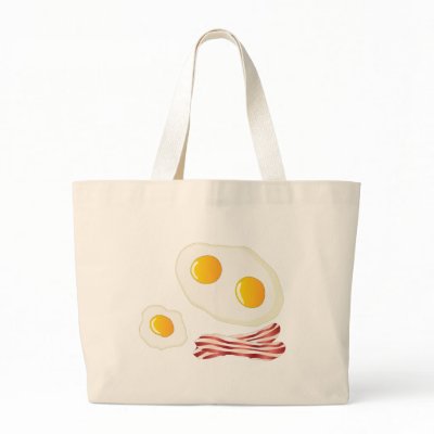 Bacon and fried eggs canvas bag by graphiking