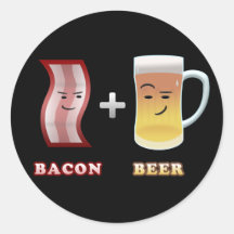 Bacon & Beer Are Up To Something (black bkgd) Round Stickers
