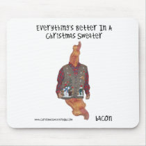 Bacon Christmas Sweater-ized Mousepad