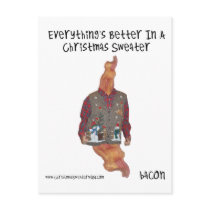 Bacon Christmas Sweater-ized Postcards