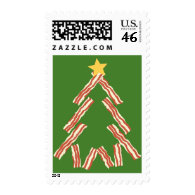 Bacon Christmas Tree Postage Stamps