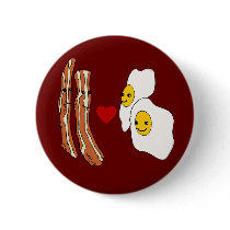 Bacon Loves Eggs Funny Bacon Design Pin