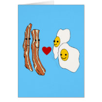 Bacon Loves Eggs Funny Bacon Design cards by greenbaby Bacon Loves Eggs Funny Bacon Design cards