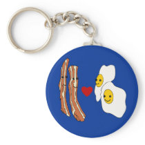 Bacon Loves Eggs Funny Bacon Design Key Chains