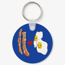Bacon Loves Eggs Funny Bacon Design keychains by greenbaby Bacon Loves Eggs Funny Bacon Design keychains