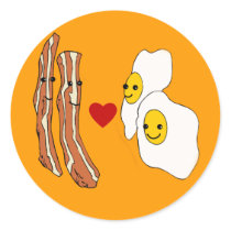 Bacon Loves Eggs Funny Bacon Design Round Stickers