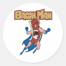 Bacon Man Round Stickers