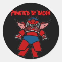bacon power round stickers